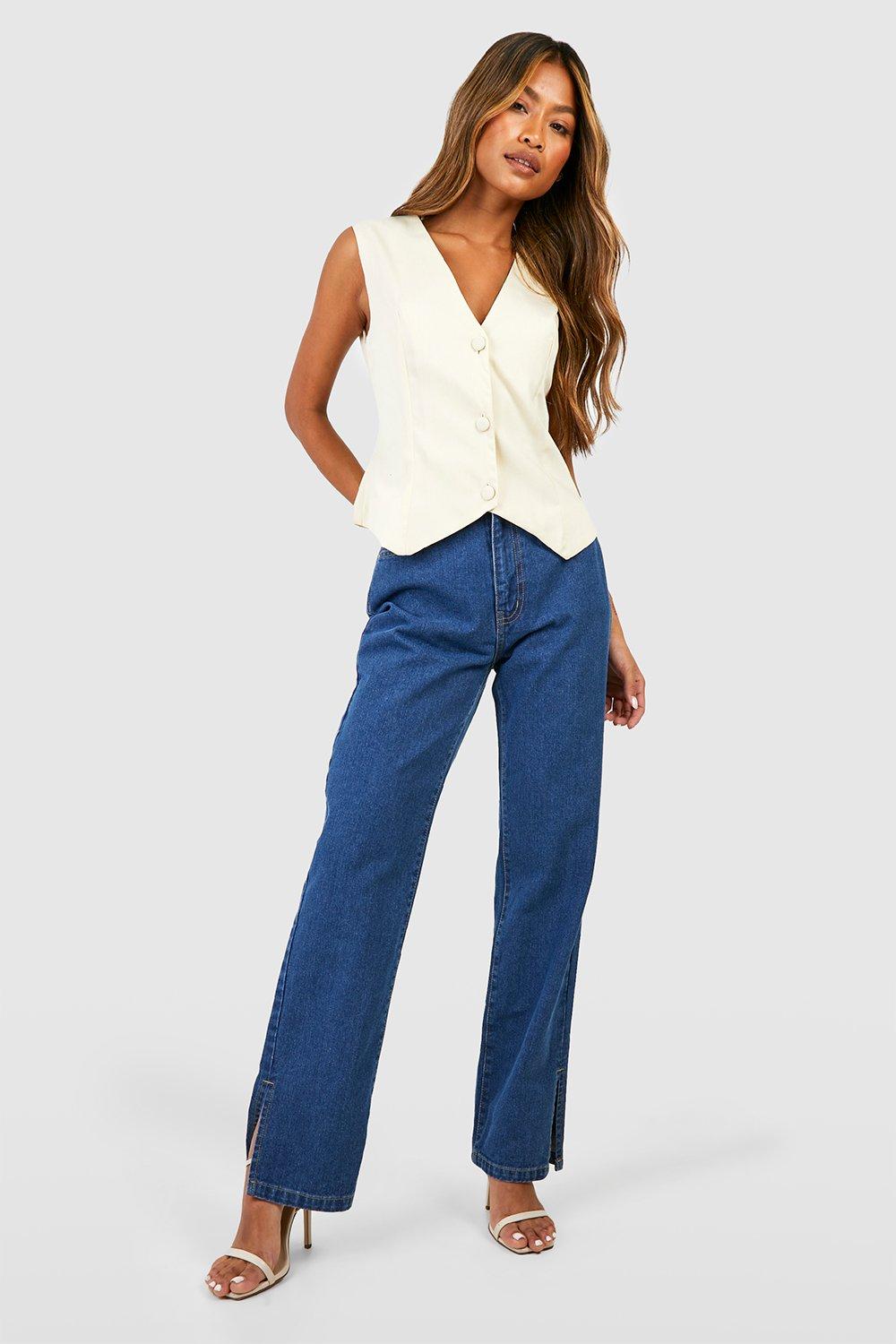 Straight leg outlet split jeans